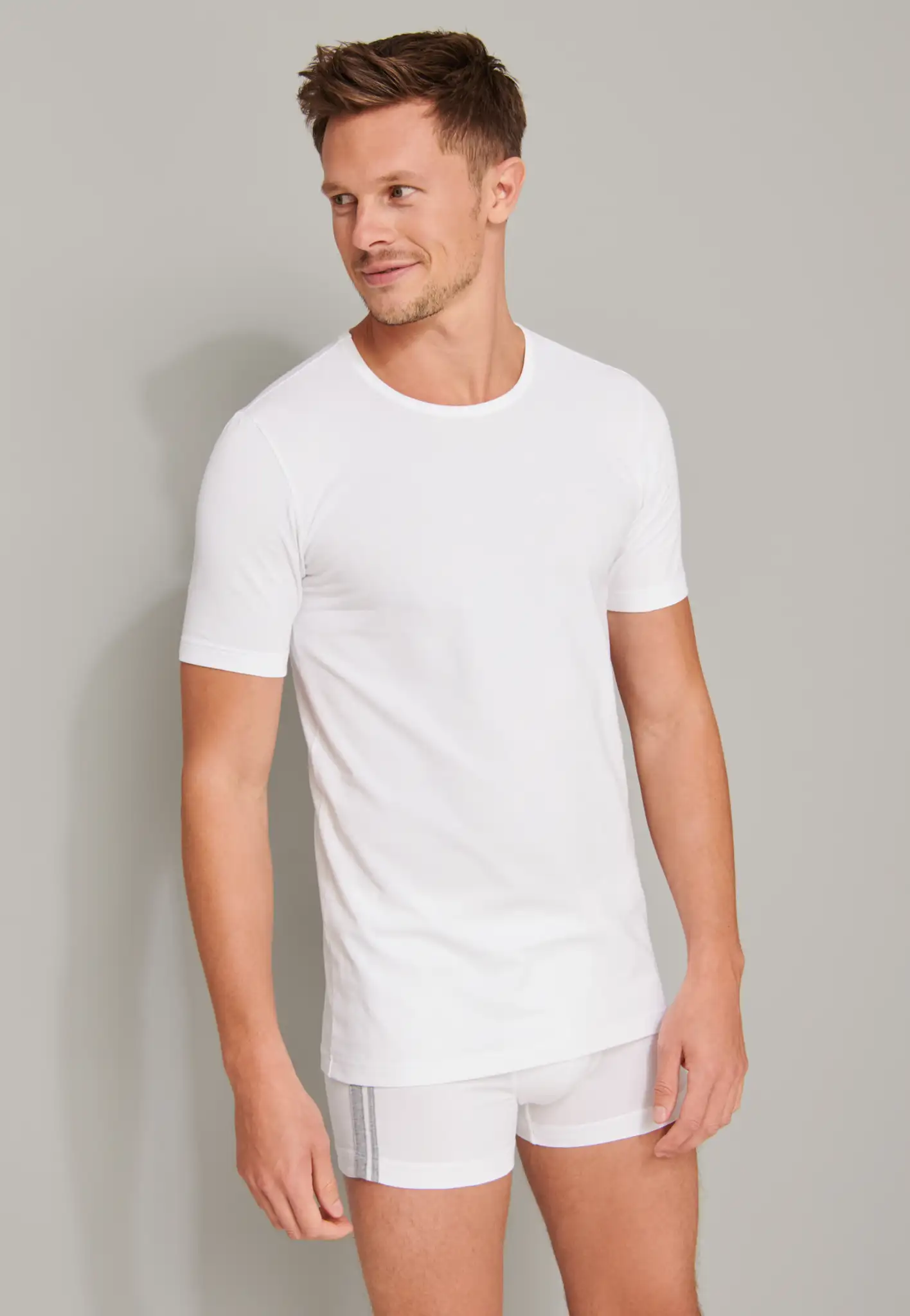 Schiesser 2-Pack heren T-Shirts - 95/5 - Biologisch katoen - Mannen ondershirt korte mouwen - Ronde hals