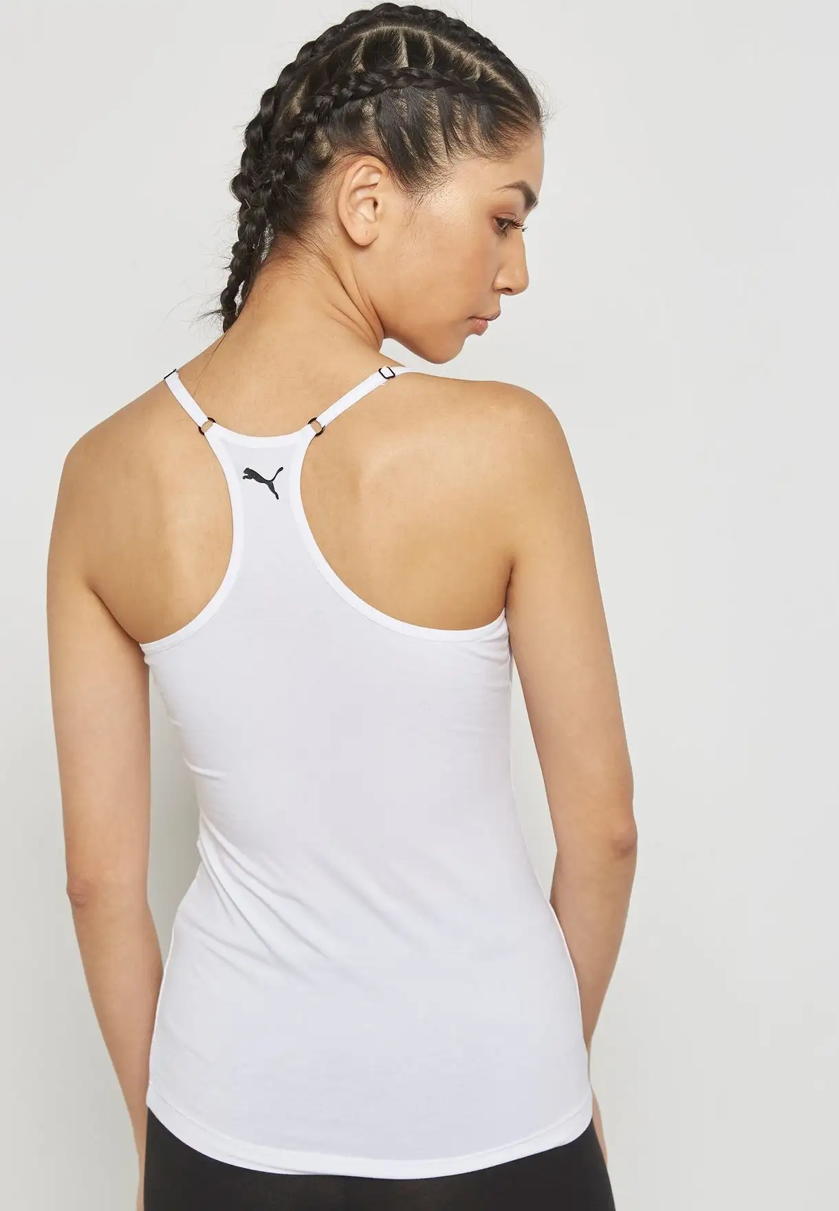 Puma dames hemd Racerback - Tank top - Wit & Grijs - Vrouwen onderhemd modal - katoen - Spaghetti bandjes