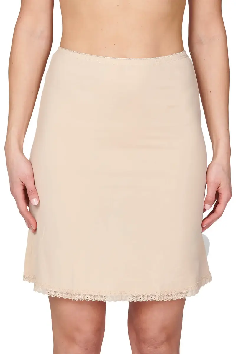 Gaubert Onderrok 49-54CM - Gladde Jupon - Wit - Zwart - Huidskleur