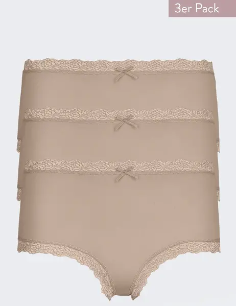 Nina von C 3-pack dames Taille slips - Kanten modal dames onderbroek - Katoenen kruisje Nina von C 3-pack dames Taille slips - Kanten modal dames onderbroek - Katoenen kruisje