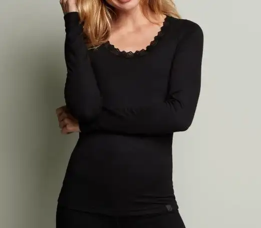 Ten Cate dames thermo shirt Lange mouw - Kanten Thermo ondergoed dames - Viloft - Diepe hals