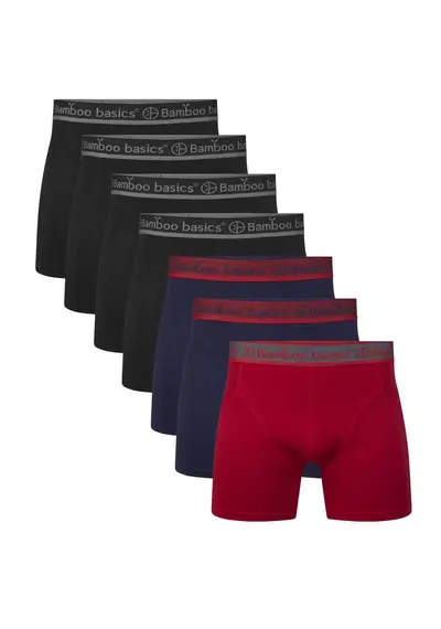 Bamboo Basics 7-pak heren boxers - Rico - Rood/Blauw/Zwart