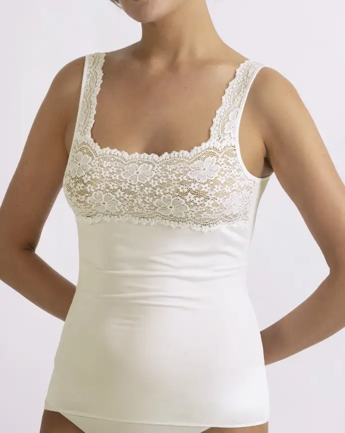 Nina von C dames hemd kant - Modal onderhemd vrouwen - Luxe Singlet met kant