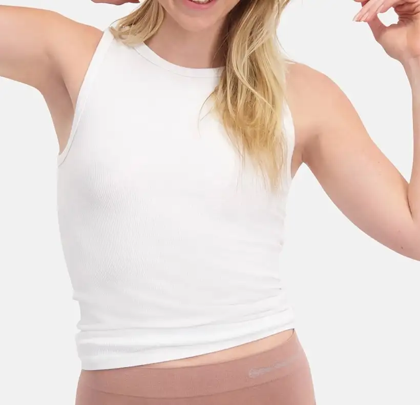 Bamboo Basics 2-pak Tank top dames - River - Bamboe Naadloos rib dames onderhemd - Hoge hals