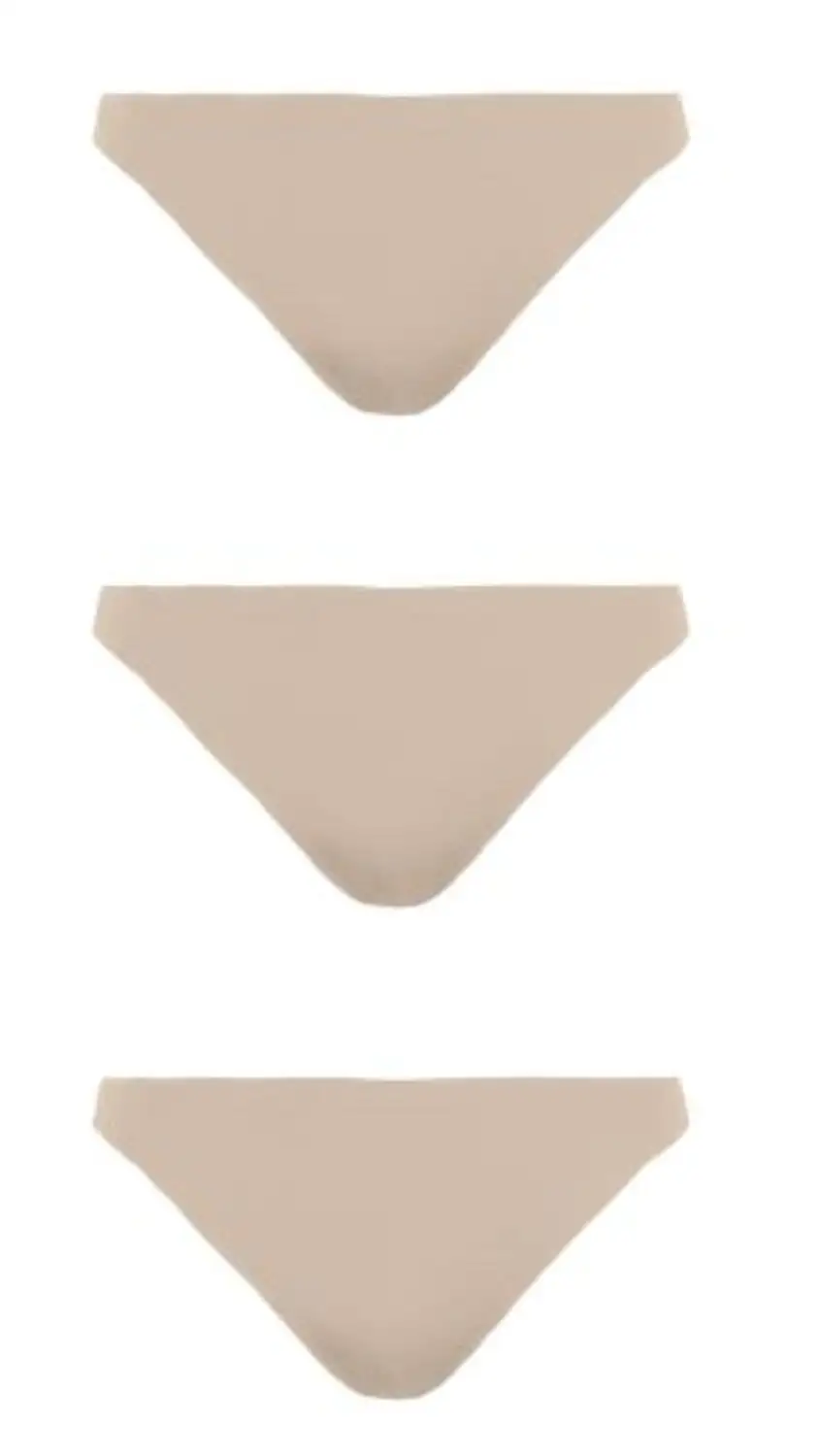 Pieces dames string - 3-pack - Naadloos- Seamless - Zwart en huidskleur