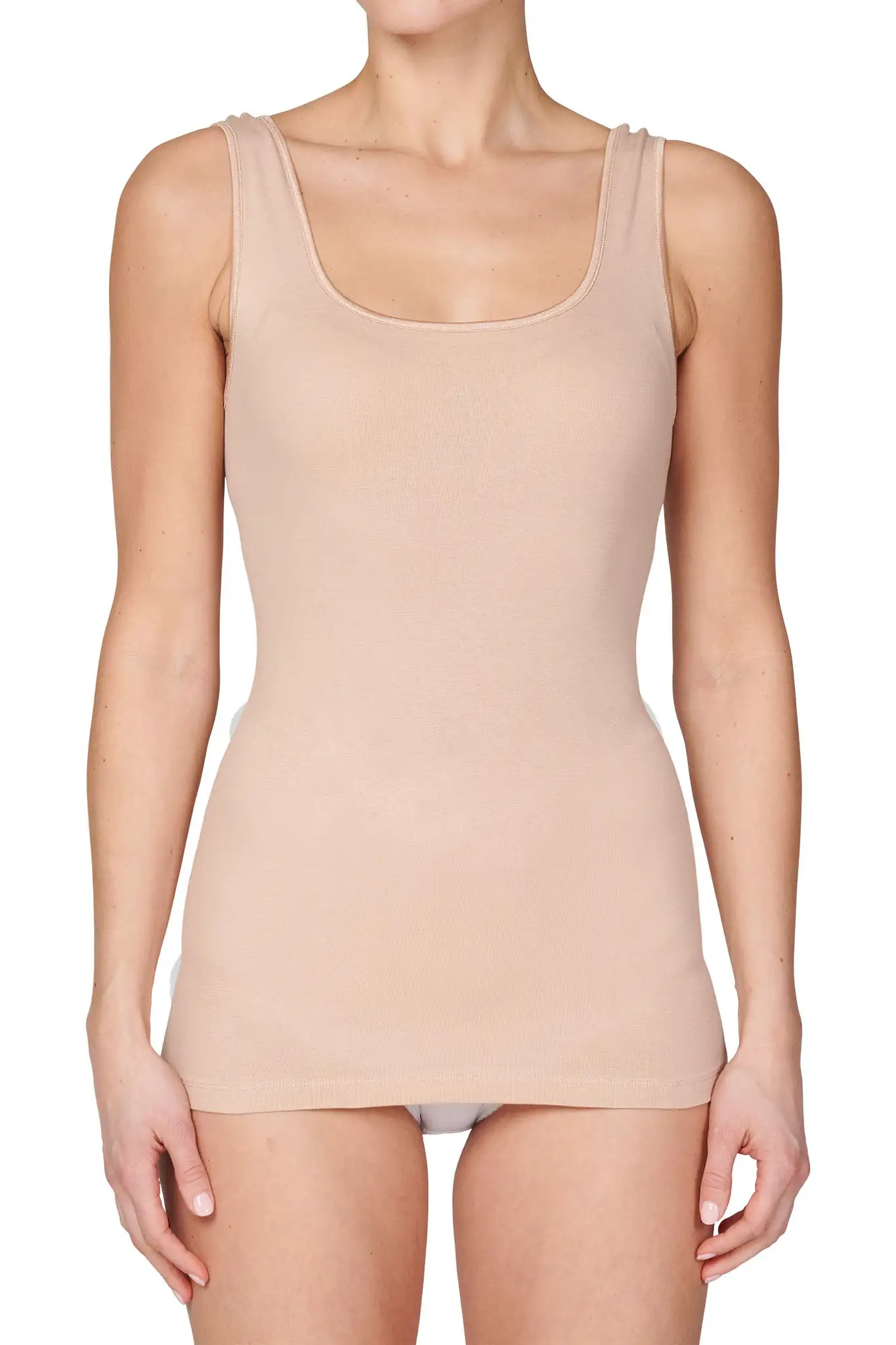 Ten Cate dames singlet / Hemd - 32286 - Biologisch katoenen onderhemd - Brede bandjes - Wit - Zwart - Huidskleur
