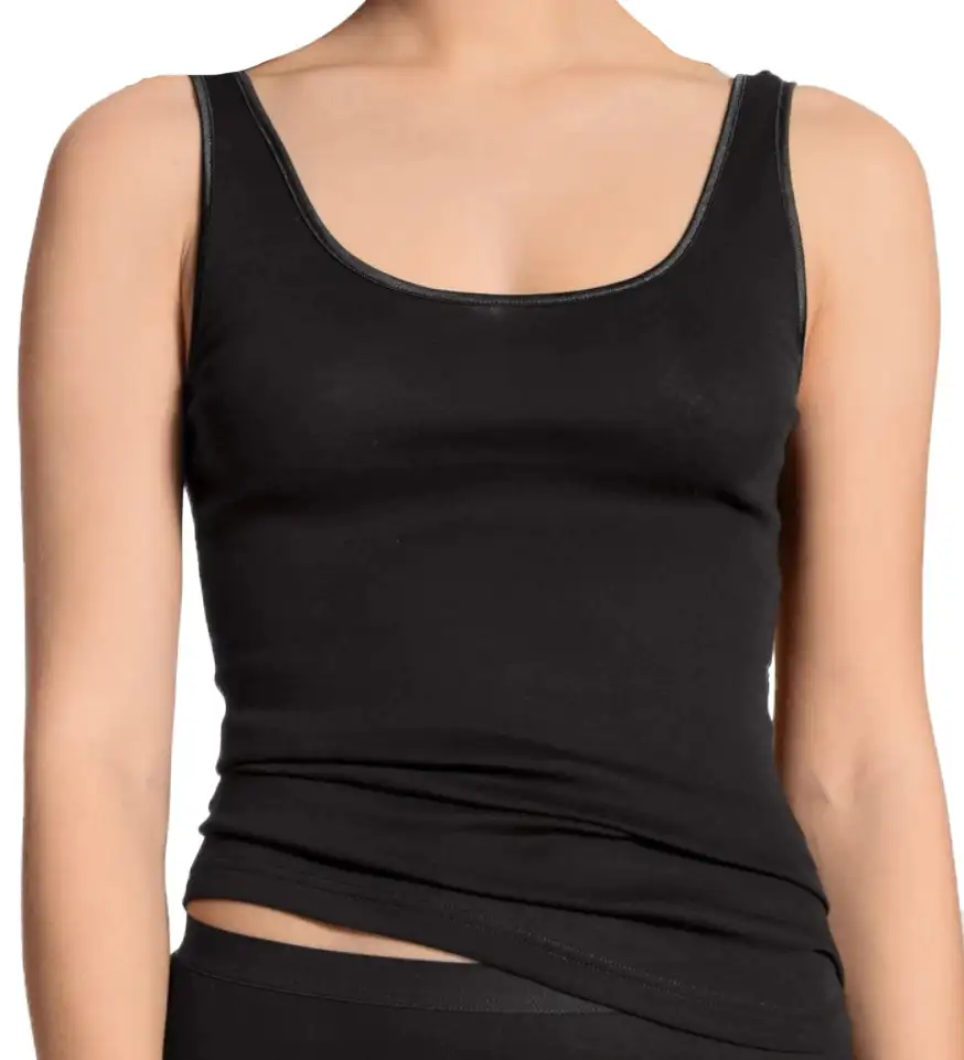 Ten Cate dames singlet / Hemd - 32286 - Biologisch katoenen onderhemd - Brede bandjes - Wit - Zwart - Huidskleur