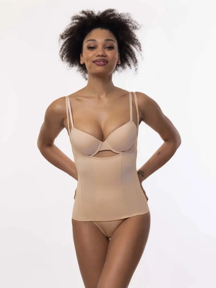 Dorina Corrigerend hemd dames - Medium control - Shapewear onderhemd zonder bh - Buik Corrigerend - Zwart en huidskleur