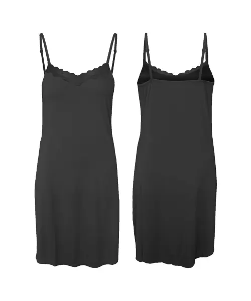 Gaubert Onderjurk / Slipdress - Spaghetti bandjes - Kanten gladde onderjurk - Wit - Zwart - Huidskleur - Kant