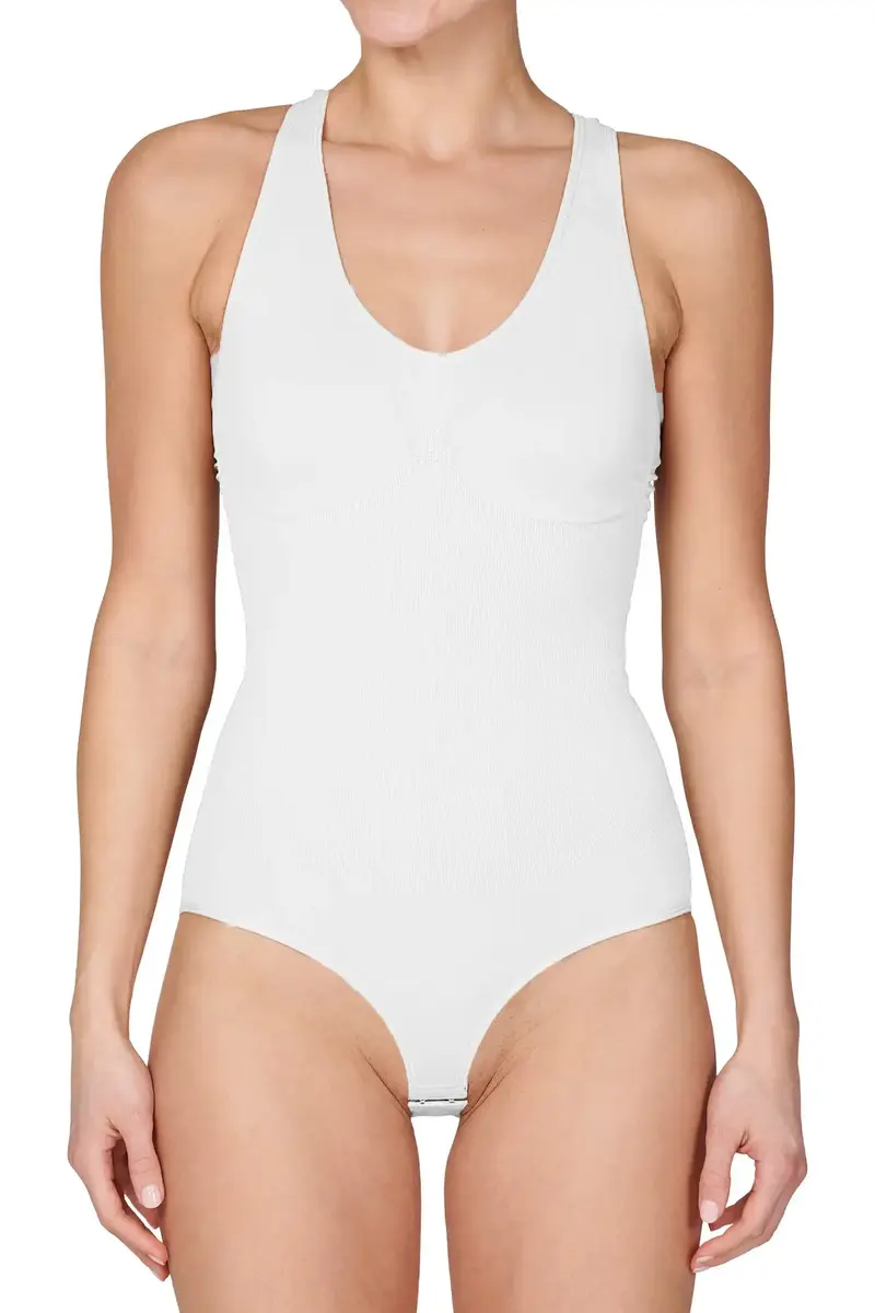 J&C corrigerende body dames - brede bandjes - Shapewear bodysuit - Wit - Huidskleur J&C corrigerende body dames - brede bandjes - Shapewear bodysuit - Wit - Huidskleur