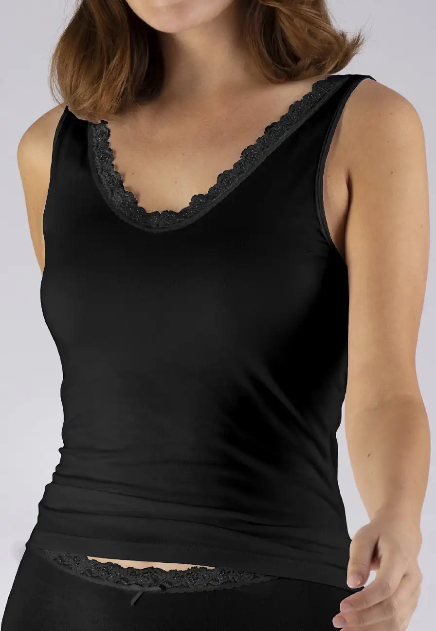 Nina von C dames hemd kant - Modal - Luxe onderhemd met brede bandjes