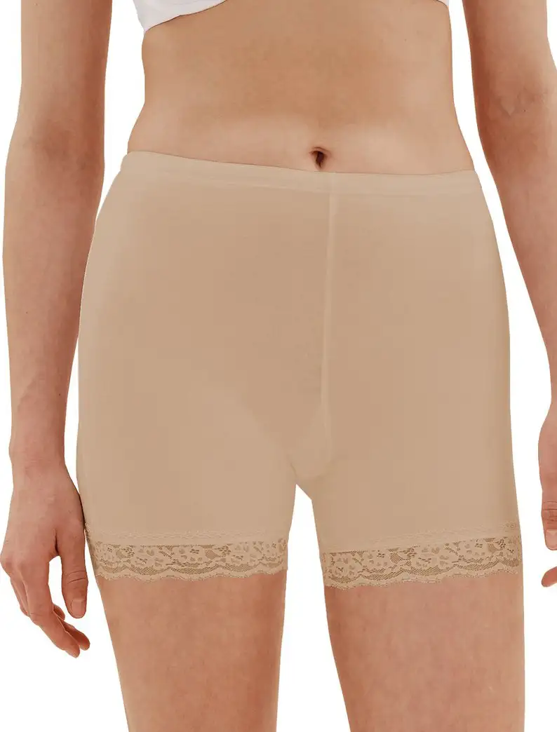 Fine Woman dames boxershort met kort pijpje - Elastisch katoenen kanten onderbroek