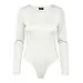 Pieces body lange mouw - PCNEJA - Bodysuit naadloos - Ronde hals - Zwart - Huidskleur - Witte body - Wit