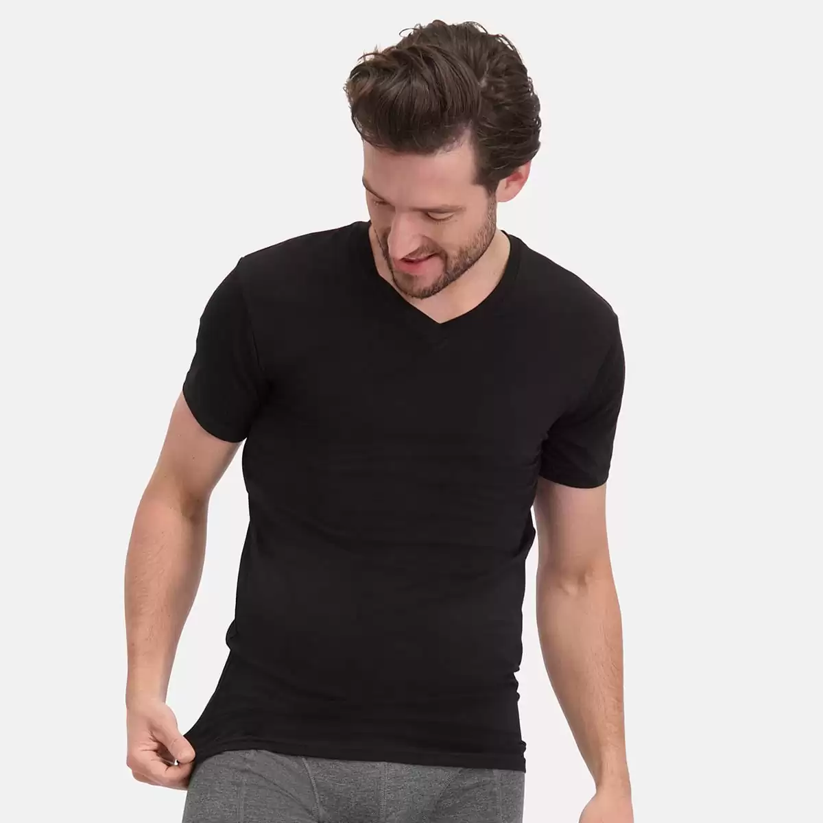 Bamboo Basics 2-pak heren T-shirts V-hals - Velo - Bamboe heren ondershirts korte mouwen - Donkerblauw - Groen - Wit - Zwart