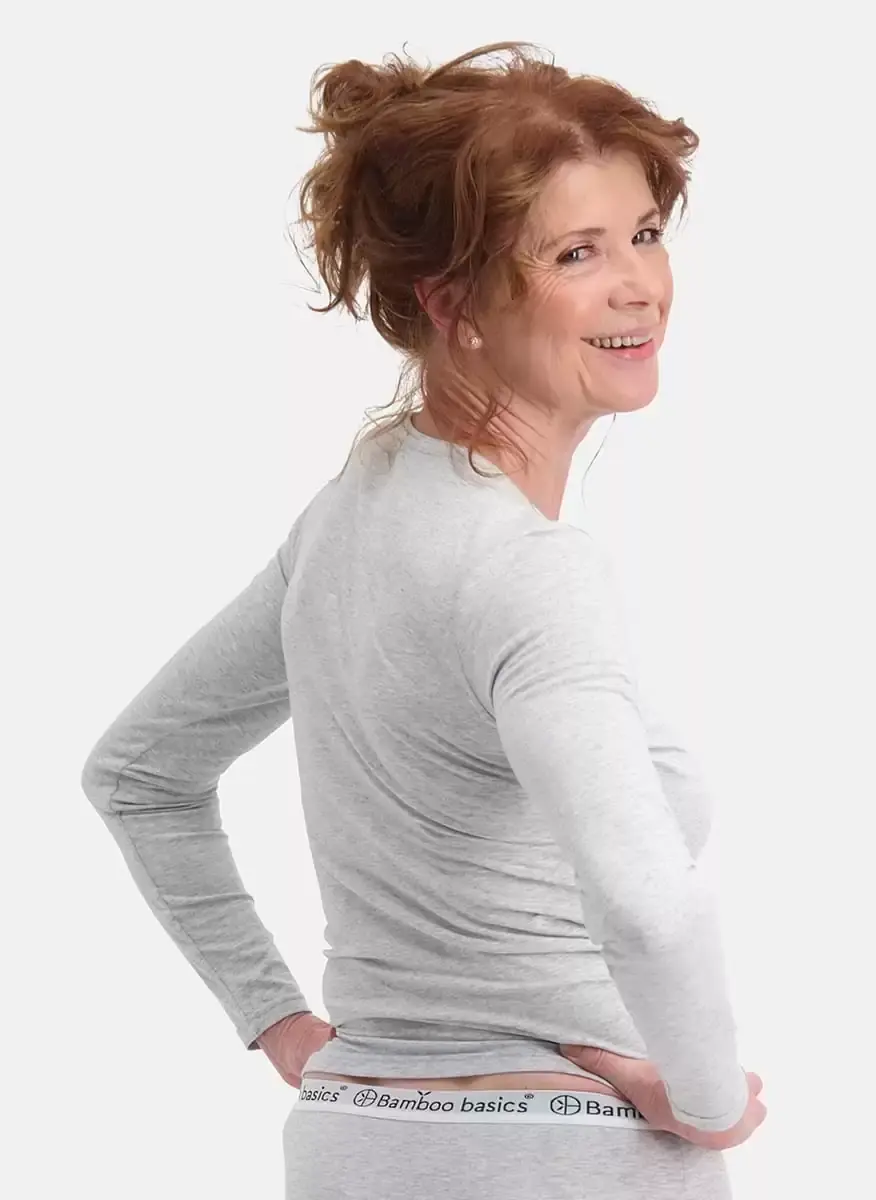 Bamboo Basics 2-pak shirts dames - Lange Mouw - Lara - Bamboe vrouwen ondershirt ronde hals