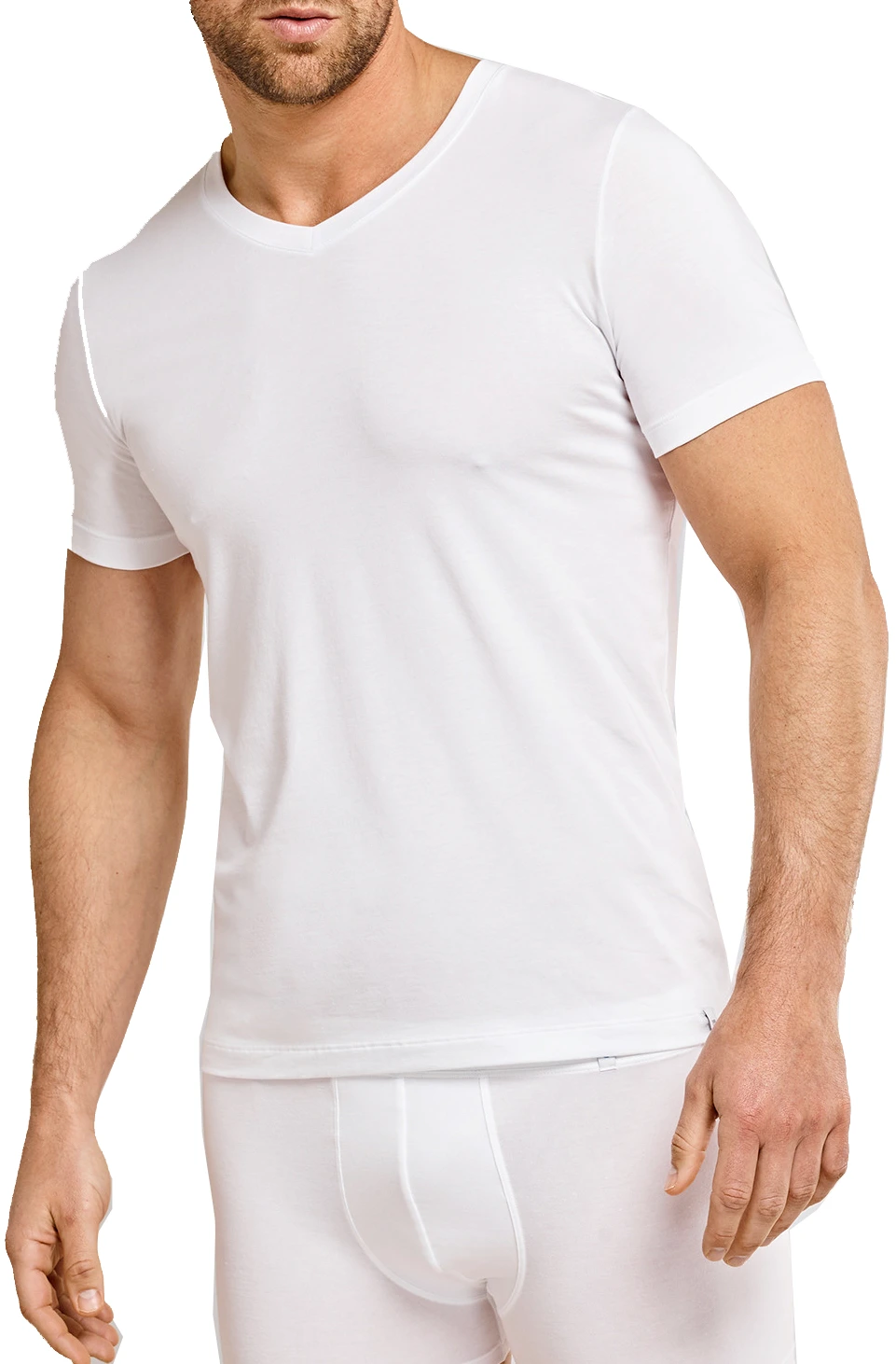 Beeren heren ondershirt V-hals - Korte mouw M3000 - 100% katoen slim fit T-shirt - Ronde hals