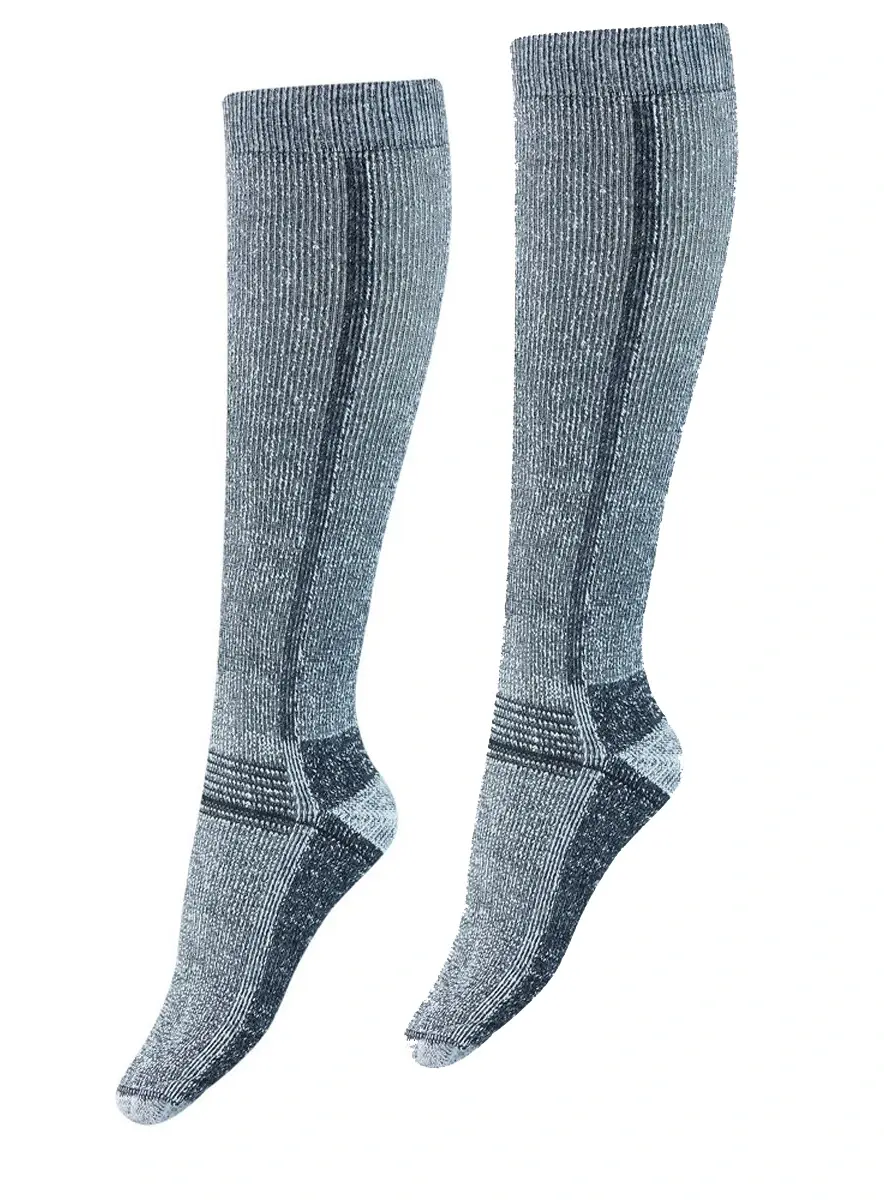 Basset kniekous thermo wol heren - grijs - Hoge warm winter sokken