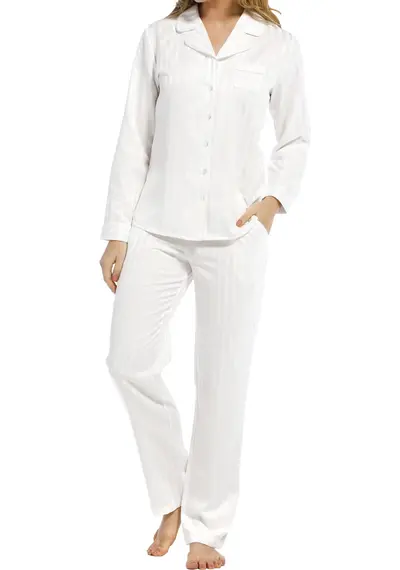 Pastunette Deluxe dames pyjama satijn - Lange mouwen - Snow Pastunette Deluxe dames pyjama satijn - Lange mouwen - Snow