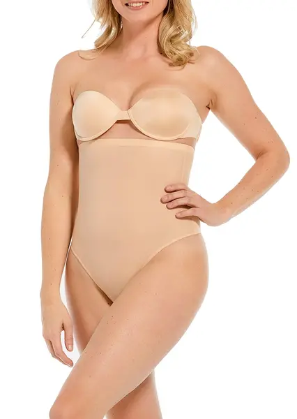 Magic corrigerende string hoog - Hi Waist Thong - Hoge correctie shapewear string - Huidskleur - zwart Magic corrigerende string hoog - Hi Waist Thong - Hoge correctie shapewear string - Huidskleur - zwart