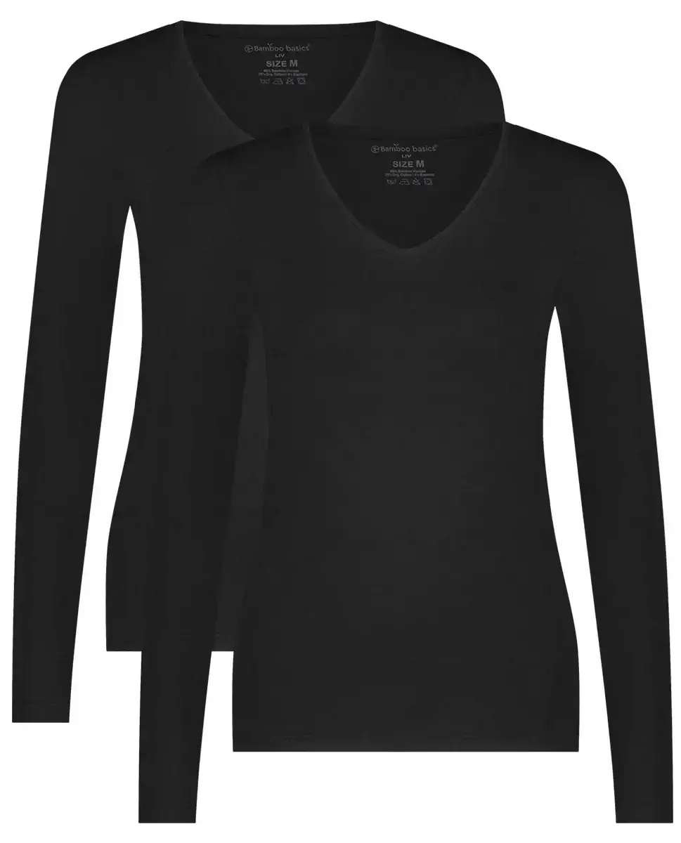 Bamboo Basics 2-pak dames shirts lange mouw V-hals - Liv - Comfortabel Bamboe ondershirts Bamboo Basics 2-pak dames shirts lange mouw V-hals - Liv - Comfortabel Bamboe ondershirts