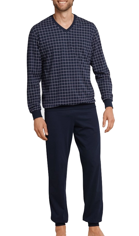 Schiesser pyjama heren katoen - Dark Sapphire - Nos