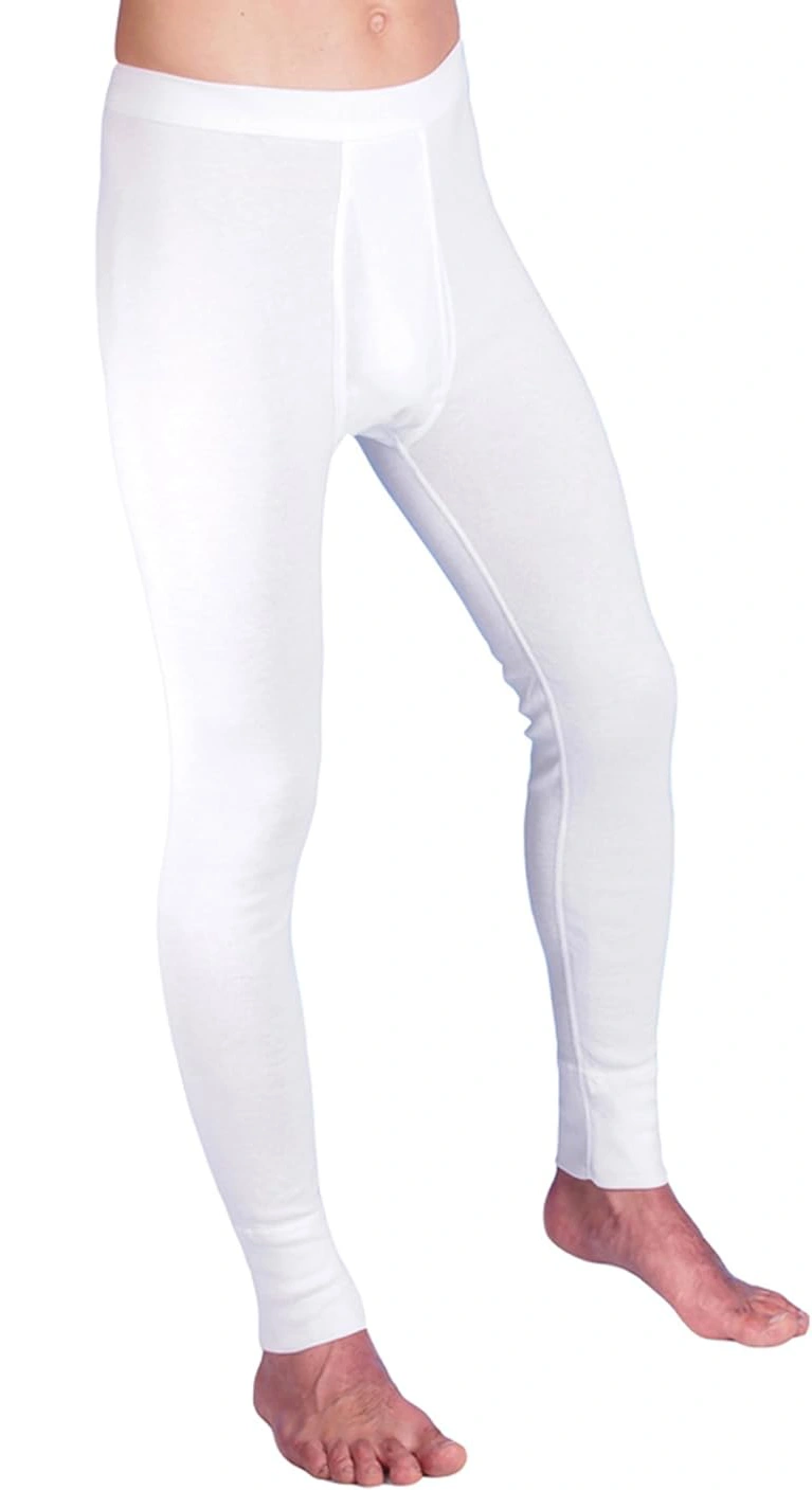 Beeren heren pantalon wit met gulp M3400 - Lange heren onderbroek katoen - Met sluiting