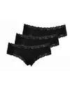 J&C dames string / hipster 3-pack kant 1610/1604 - Kanten ondergoed - Kanten ondergoed - Microfiber