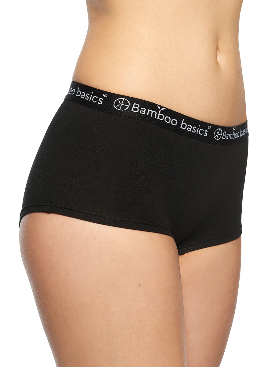 Bamboo Basics 2-pak Hipsters dames - Iris - Bamboe dames short zwart - Hipster ondergoed dames - Elastische band