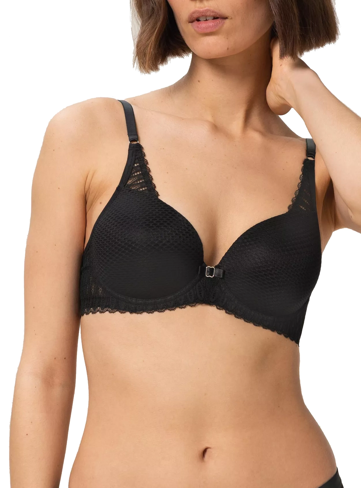 TRIUMPH kanten bh met beugel - Aura Spotlight WHP - Stevige spacer bh met vulling - Zwart en creme