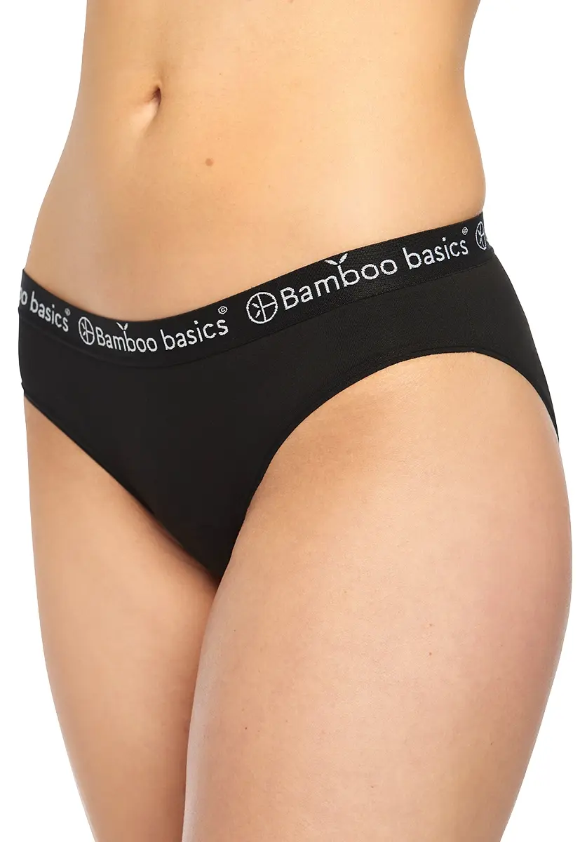 Bamboo Basics 3-pak lage slips dames - Yara - Zwarte dames bikini slips - Vrouwen onderbroek