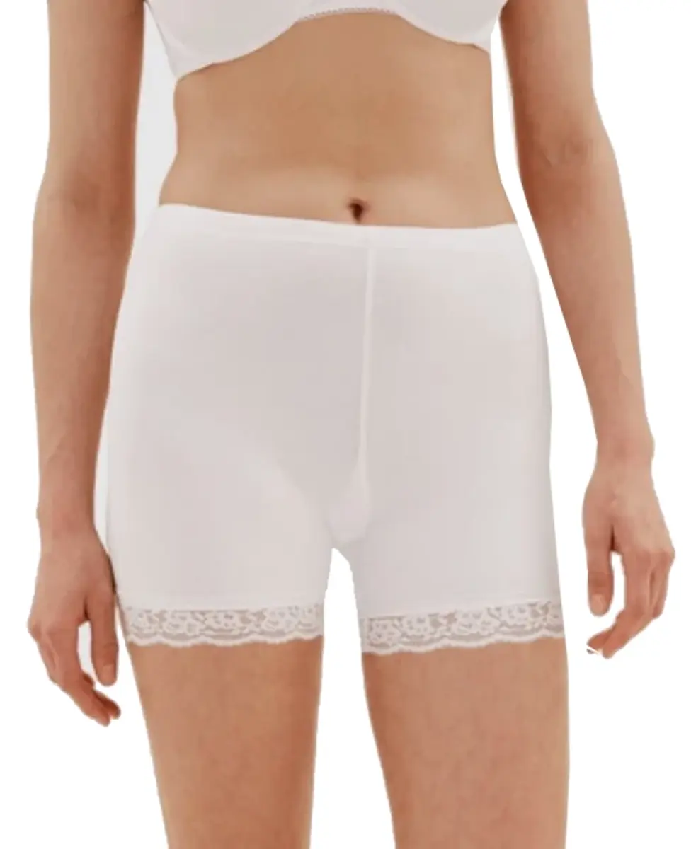 Fine Woman dames boxershort met kort pijpje - Elastisch katoenen kanten onderbroek