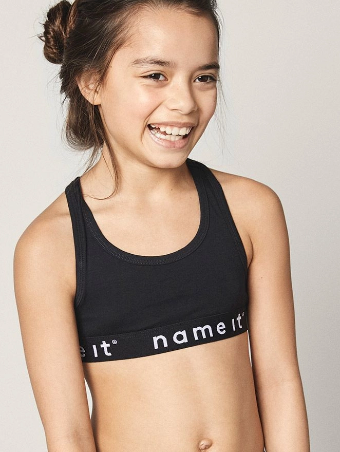 Name it 2-pak meisjes Topje - Zwart Solid - Meisjes katoenen bralette - BH Top
