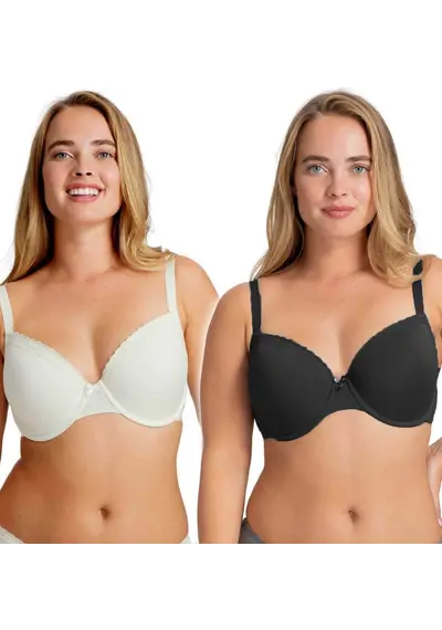 Dorina BH's  2-Pack Katoen - Lila - Kant Dorina BH's  2-Pack Katoen - Lila - Kant