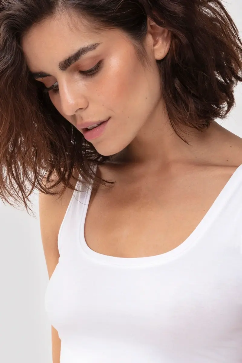 Mey Organic dames brede band hemd - Naadloos Biologisch katoenen dames onderhemd - Duurzaam