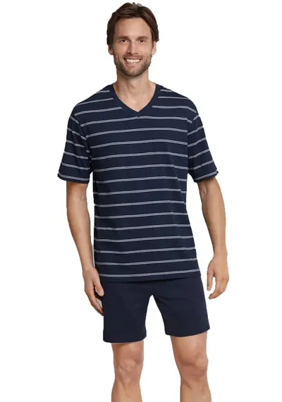 Schiesser heren shortama - Blue Stripe