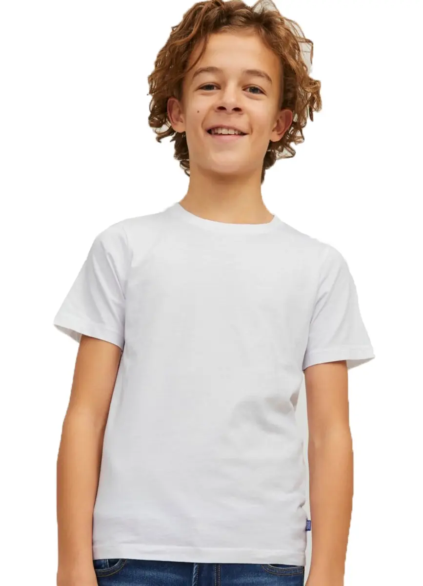 Jack & Jones kinder T-shirt 1-pack - ronde hals - Jongens ondershirt korte mouwen - Katoen