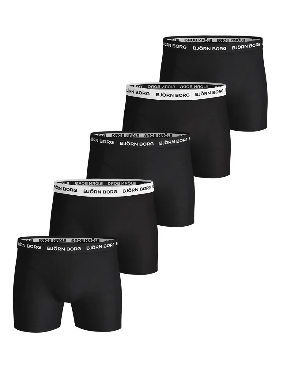 Bjorn Borg Onderbroeken - 5-pack heren boxershorts - Zwart solid - Katoenen heren onderbroek