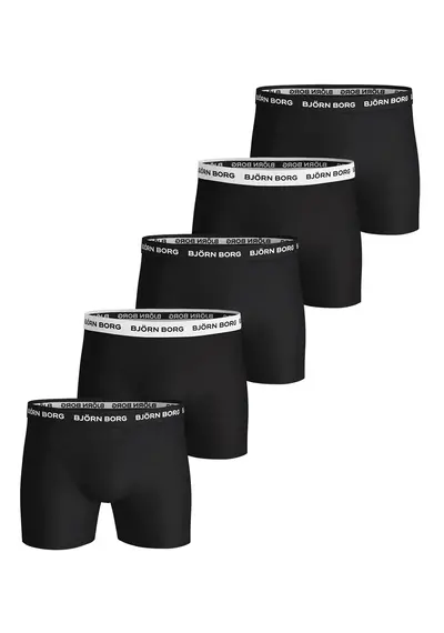 Bjorn Borg Onderbroeken - 5-pack heren boxershorts - Zwart solid Bjorn Borg Onderbroeken - 5-pack heren boxershorts - Zwart solid