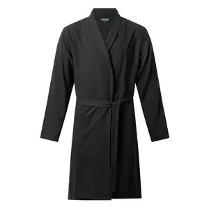 Outfitter heren Fleece Badjas - Black wafel - Warme fleece ochtendjas zwart Outfitter heren Fleece Badjas - Black wafel - Warme fleece ochtendjas zwart