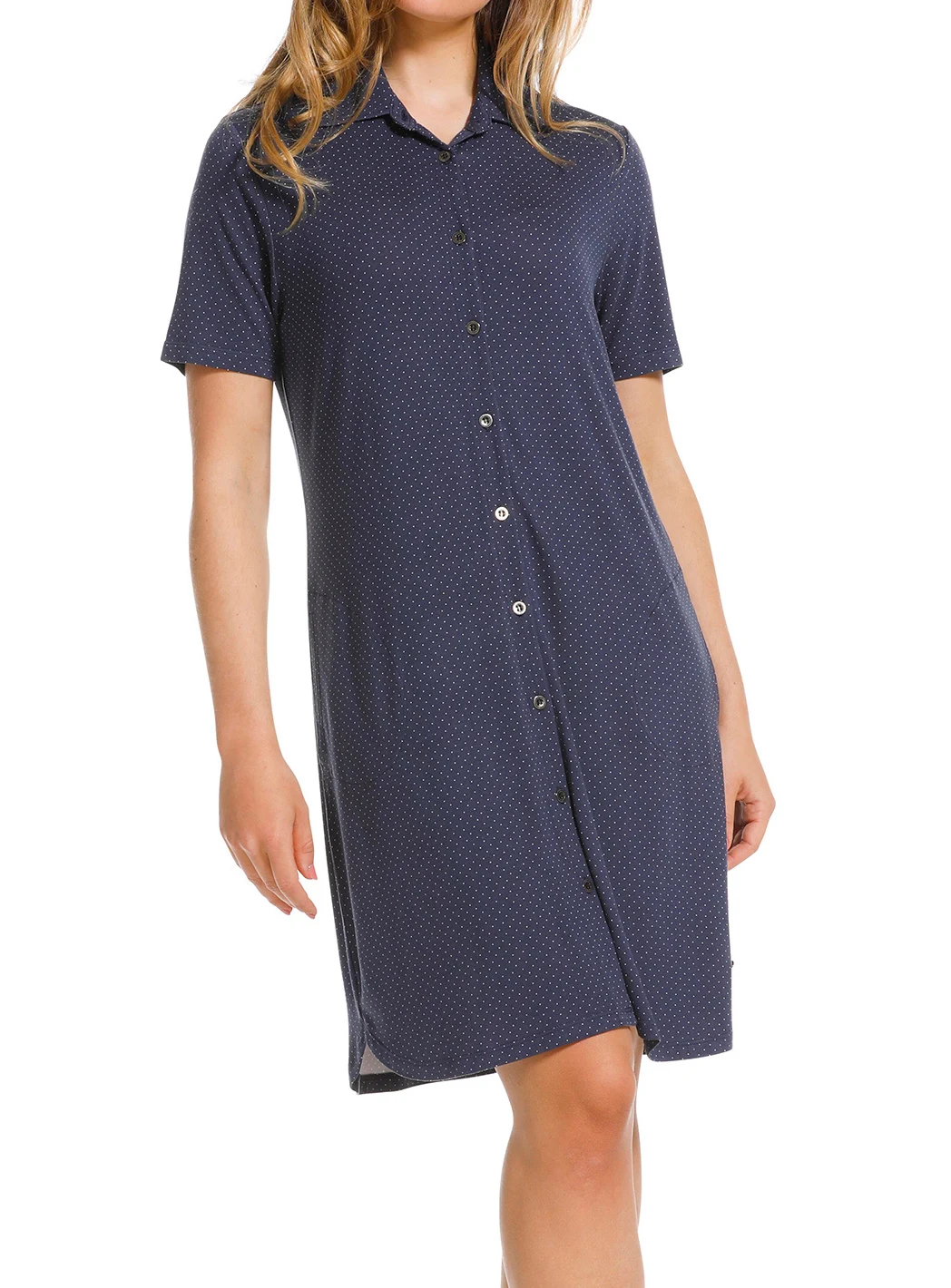 Pastunette dames nachthemd korte mouw knoopsluiting - NOS - Donkerblauw - Viscose