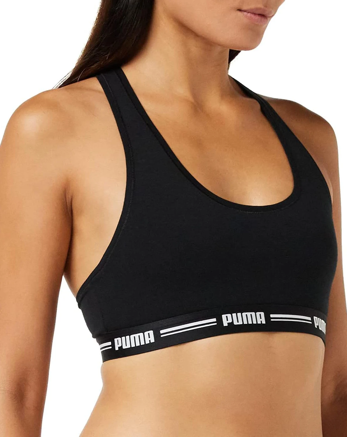 Puma Racerback Top/Bh dames - Katoenen vrouwen Bralette - Bh Top - Zwart
