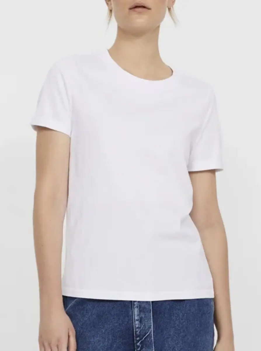 Pieces dames ondershirt korte mouw - T-shirt vrouwen katoen - Slim fit aansluitend