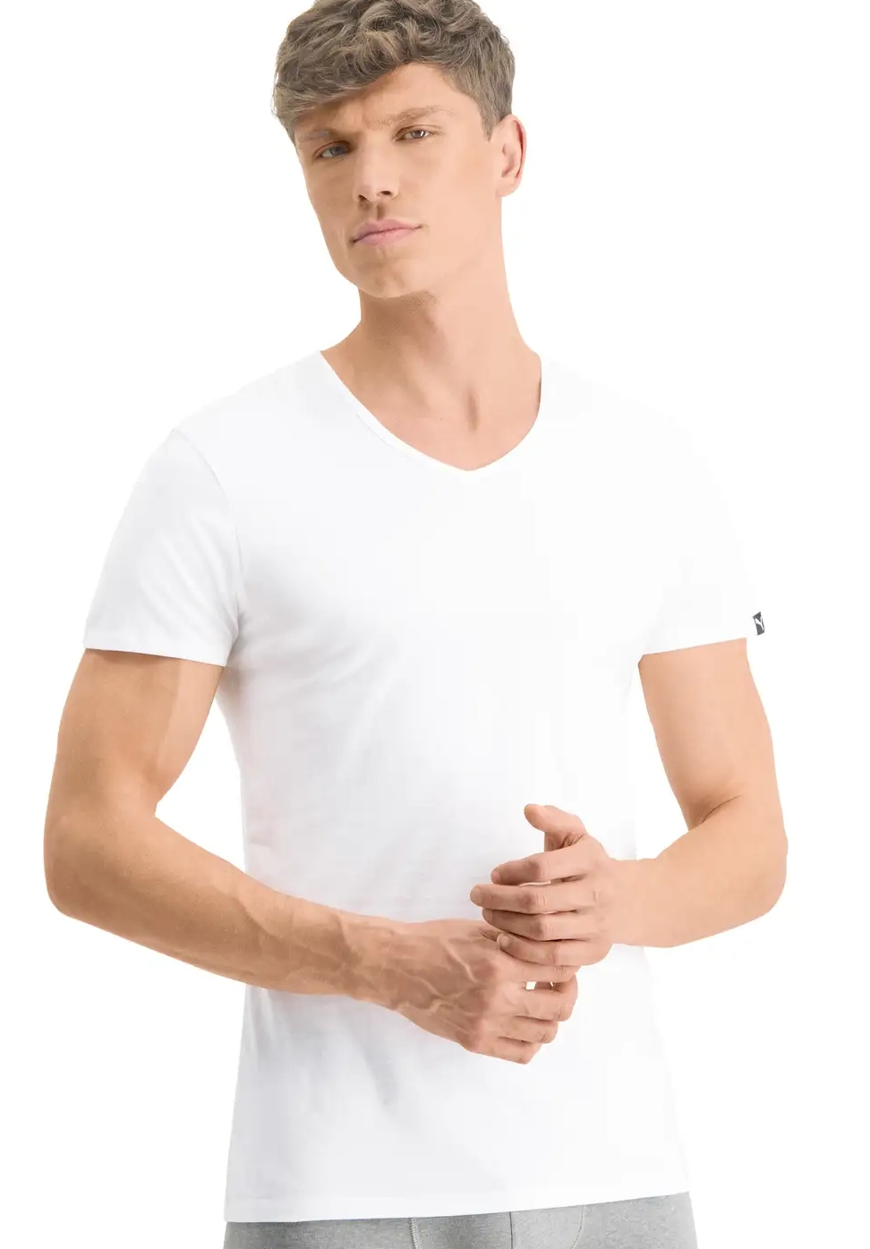 Puma 2-pack heren basic ondershirts - V-hals - Slim Fit heren T-shirt katoen