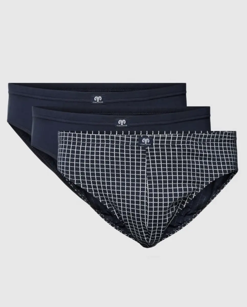Ceceba 3-pak heren slips - Foxe-packet 2270 - navy ruit - Geruite 100% katoenen heren onderbroeken
