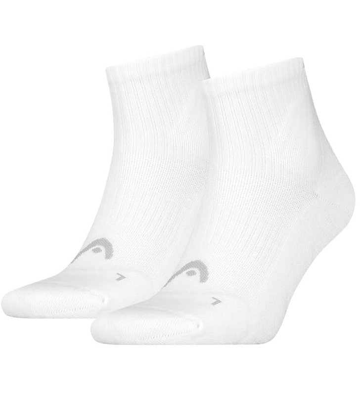 Head 2-paar sport quarter sokken Unisex katoen - Witte elastisch katoenen sokken - Sneldrogend