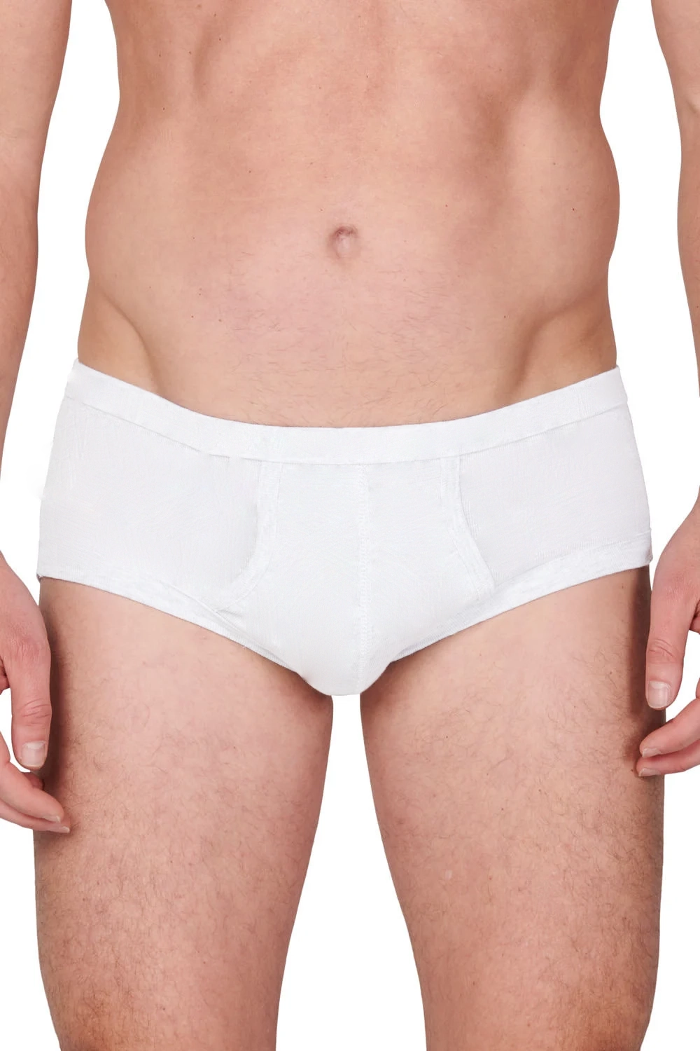 HL-tricot heren slip met gulp - Flatlock - Heren ondergoed met sluiting - Witte onderbroek mannen