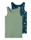 Name it jongens hemden 2-Pack - Hedge Green - Kinder onderhemd groen maat 86