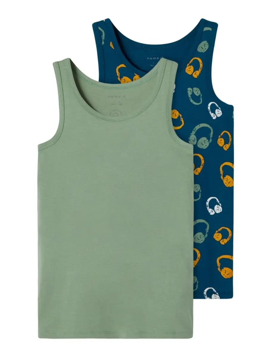 Name it jongens hemden 2-Pack - Hedge Green - Kinder onderhemd groen maat 86