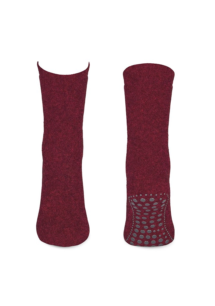 Basset Homepads Antislip sokken 1-paar bordeaux - Katoenen grip huis sokken