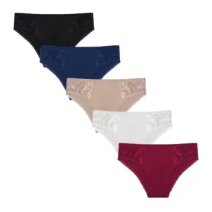 Gaubert 5-pak kanten dames heup slips - Katoenen heup dames onderbroeken katoen - Midi vrouwen ondergoed